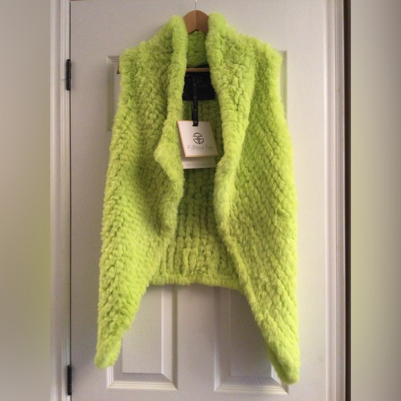 Furious Fur Jackets & Blazers - ✅ Furious Furs Bunny Hop Soft Faux Fur Vest Citron Lime Green XS-XL